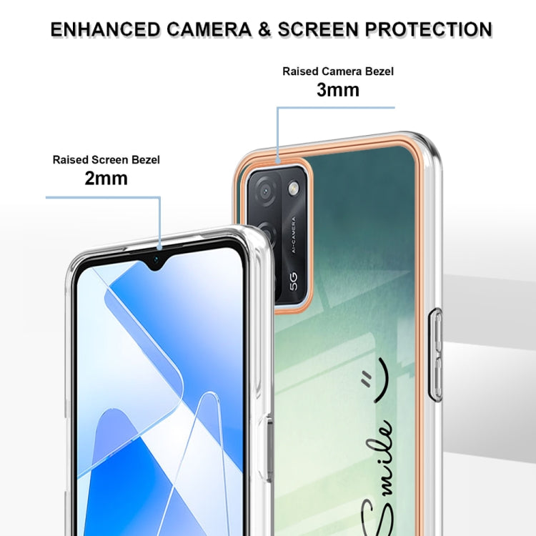 For OPPO A55 5G / A53s 5G / A54 4G Electroplating Marble Dual-side IMD Phone Case(Smile) - OPPO Cases by PMC TechLife | Online Shopping South Africa | PMC TechLife | Buy Now Pay Later Mobicred