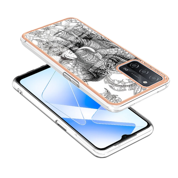 For OPPO A55 5G / A53s 5G / A54 4G Electroplating Marble Dual-side IMD Phone Case(Totem Elephant) - OPPO Cases by PMC TechLife | Online Shopping South Africa | PMC TechLife | Buy Now Pay Later Mobicred
