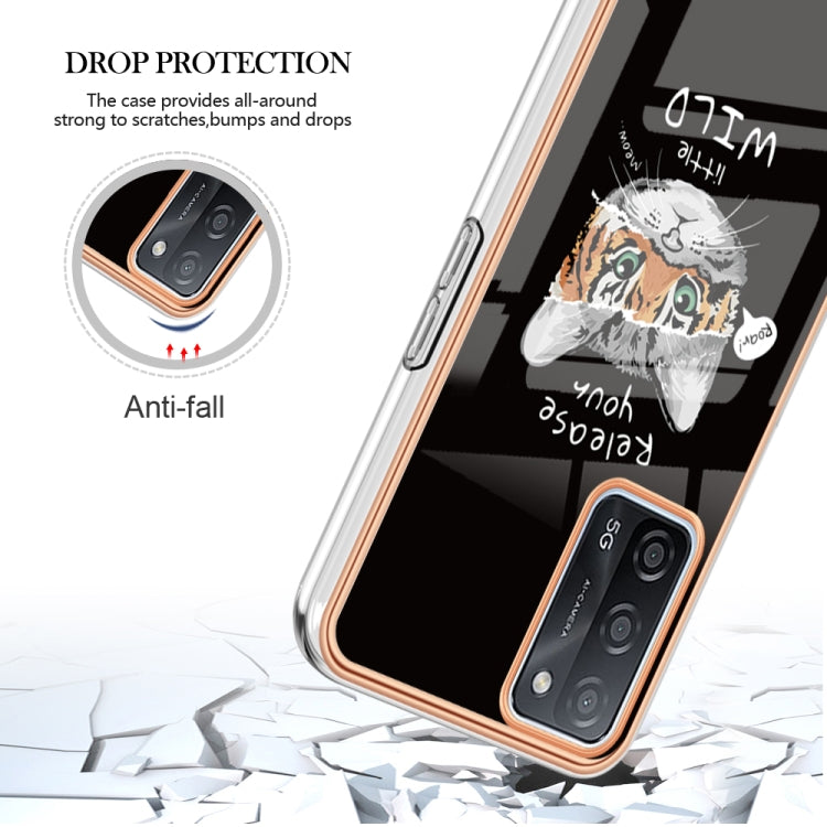 For OPPO A55 5G / A53s 5G / A54 4G Electroplating Marble Dual-side IMD Phone Case(Natural Growth) - OPPO Cases by PMC TechLife | Online Shopping South Africa | PMC TechLife | Buy Now Pay Later Mobicred