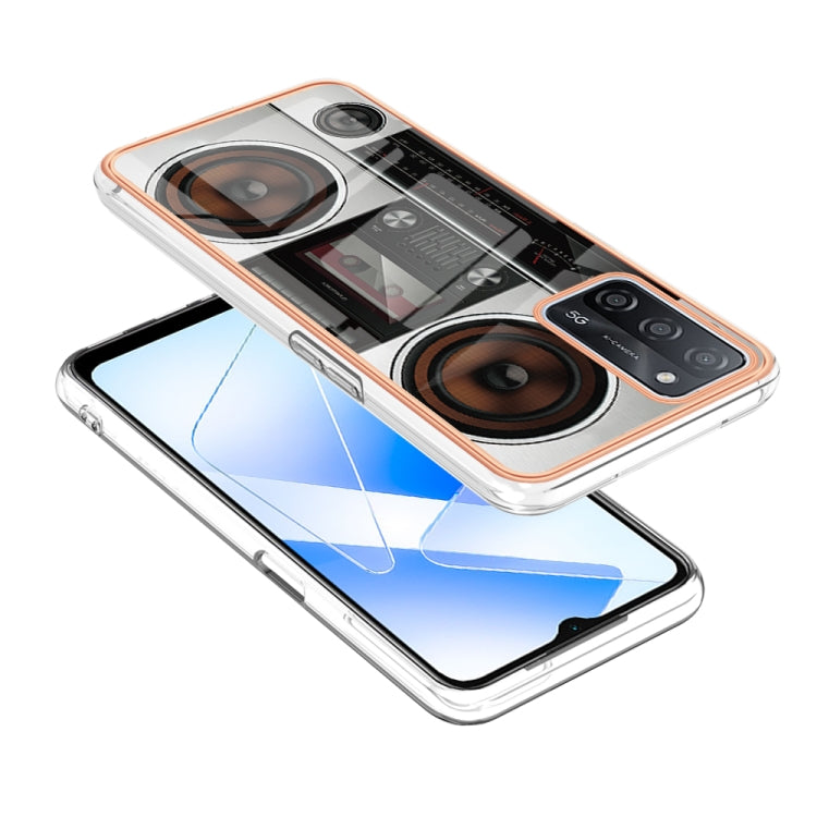 For OPPO A55 5G / A53s 5G / A54 4G Electroplating Marble Dual-side IMD Phone Case(Retro Radio) - OPPO Cases by PMC TechLife | Online Shopping South Africa | PMC TechLife | Buy Now Pay Later Mobicred