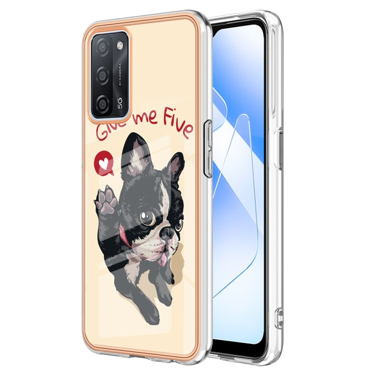 For OPPO A55 5G / A53s 5G / A54 4G Electroplating Marble Dual-side IMD Phone Case(Lucky Dog) - OPPO Cases by PMC TechLife | Online Shopping South Africa | PMC TechLife | Buy Now Pay Later Mobicred