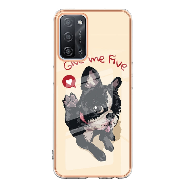 For OPPO A55 5G / A53s 5G / A54 4G Electroplating Marble Dual-side IMD Phone Case(Lucky Dog) - OPPO Cases by PMC TechLife | Online Shopping South Africa | PMC TechLife | Buy Now Pay Later Mobicred