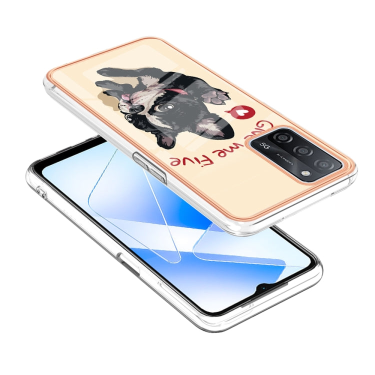 For OPPO A55 5G / A53s 5G / A54 4G Electroplating Marble Dual-side IMD Phone Case(Lucky Dog) - OPPO Cases by PMC TechLife | Online Shopping South Africa | PMC TechLife | Buy Now Pay Later Mobicred