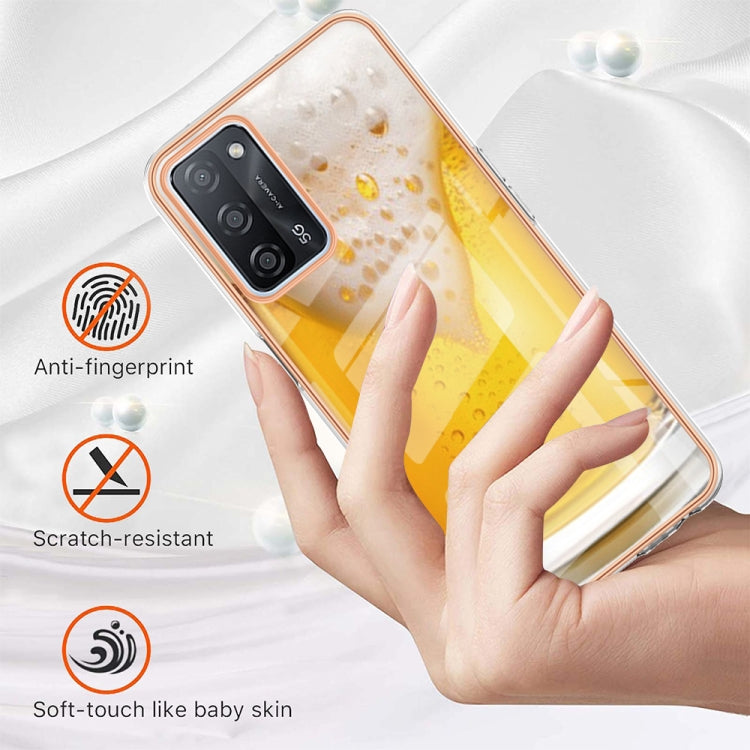 For OPPO A55 5G / A53s 5G / A54 4G Electroplating Marble Dual-side IMD Phone Case(Draft Beer) - OPPO Cases by PMC TechLife | Online Shopping South Africa | PMC TechLife | Buy Now Pay Later Mobicred