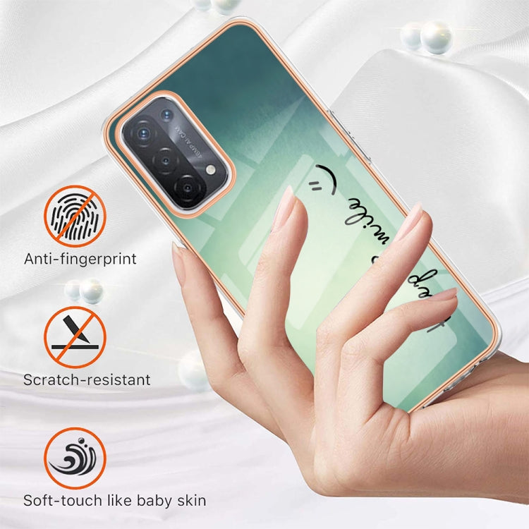 For OPPO A74 / A93 5G / A54 5G / A93s 5G Electroplating Marble Dual-side IMD Phone Case(Smile) - OPPO Cases by PMC TechLife | Online Shopping South Africa | PMC TechLife | Buy Now Pay Later Mobicred