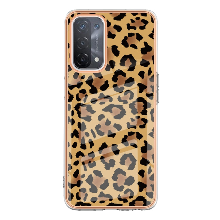For OPPO A74 / A93 5G / A54 5G / A93s 5G Electroplating Marble Dual-side IMD Phone Case(Leopard Print) - OPPO Cases by PMC TechLife | Online Shopping South Africa | PMC TechLife | Buy Now Pay Later Mobicred