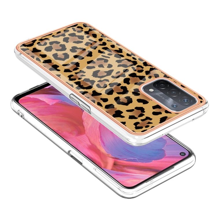 For OPPO A74 / A93 5G / A54 5G / A93s 5G Electroplating Marble Dual-side IMD Phone Case(Leopard Print) - OPPO Cases by PMC TechLife | Online Shopping South Africa | PMC TechLife | Buy Now Pay Later Mobicred