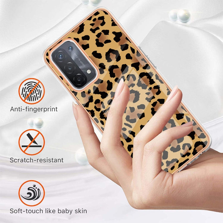 For OPPO A74 / A93 5G / A54 5G / A93s 5G Electroplating Marble Dual-side IMD Phone Case(Leopard Print) - OPPO Cases by PMC TechLife | Online Shopping South Africa | PMC TechLife | Buy Now Pay Later Mobicred