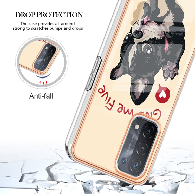 For OPPO A74 / A93 5G / A54 5G / A93s 5G Electroplating Marble Dual-side IMD Phone Case(Lucky Dog) - OPPO Cases by PMC TechLife | Online Shopping South Africa | PMC TechLife | Buy Now Pay Later Mobicred