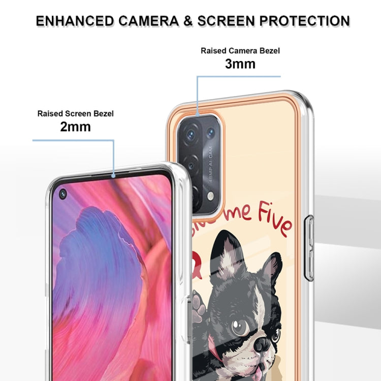 For OPPO A74 / A93 5G / A54 5G / A93s 5G Electroplating Marble Dual-side IMD Phone Case(Lucky Dog) - OPPO Cases by PMC TechLife | Online Shopping South Africa | PMC TechLife | Buy Now Pay Later Mobicred
