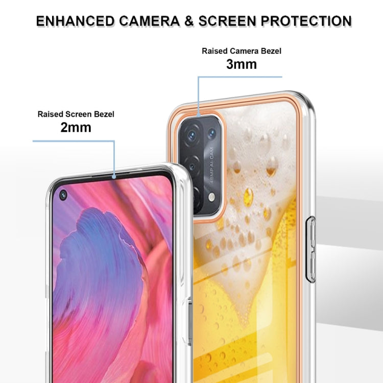 For OPPO A74 / A93 5G / A54 5G / A93s 5G Electroplating Marble Dual-side IMD Phone Case(Draft Beer) - OPPO Cases by PMC TechLife | Online Shopping South Africa | PMC TechLife | Buy Now Pay Later Mobicred