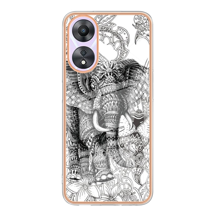 For OPPO A78 / A58 Electroplating Marble Dual-side IMD Phone Case(Totem Elephant) - OPPO Cases by PMC TechLife | Online Shopping South Africa | PMC TechLife | Buy Now Pay Later Mobicred