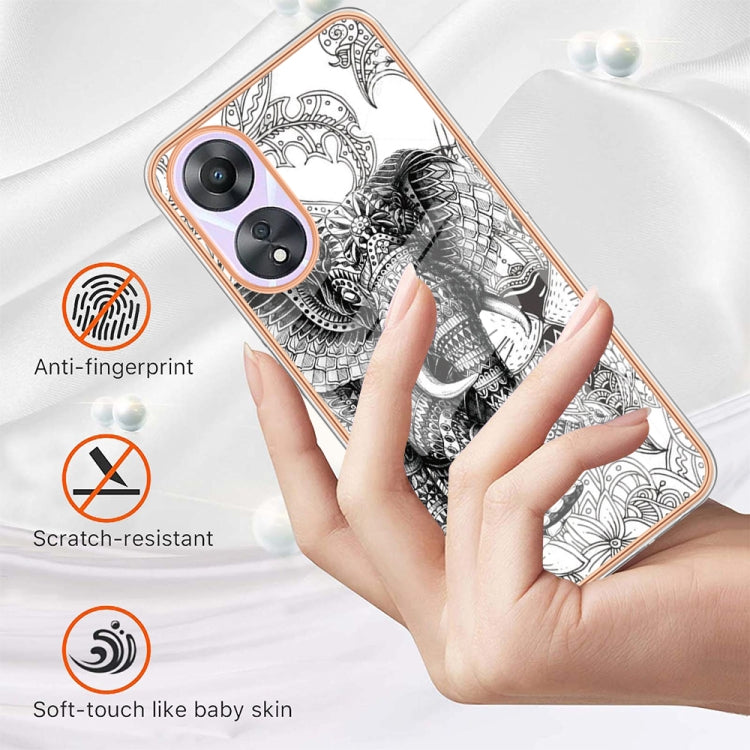 For OPPO A78 / A58 Electroplating Marble Dual-side IMD Phone Case(Totem Elephant) - OPPO Cases by PMC TechLife | Online Shopping South Africa | PMC TechLife | Buy Now Pay Later Mobicred
