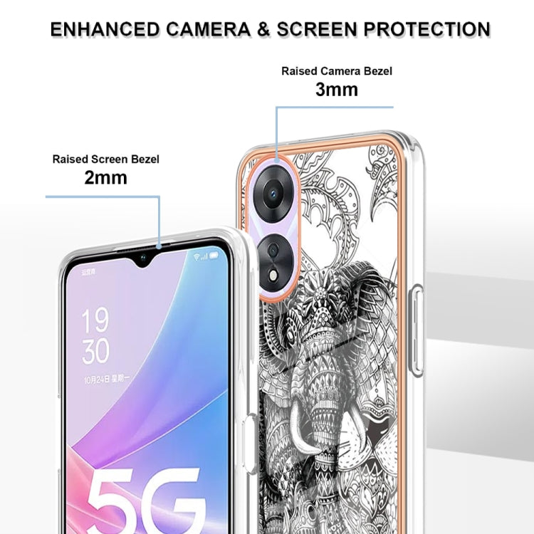 For OPPO A78 / A58 Electroplating Marble Dual-side IMD Phone Case(Totem Elephant) - OPPO Cases by PMC TechLife | Online Shopping South Africa | PMC TechLife | Buy Now Pay Later Mobicred