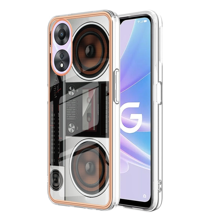 For OPPO A78 / A58 Electroplating Marble Dual-side IMD Phone Case(Retro Radio) - OPPO Cases by PMC TechLife | Online Shopping South Africa | PMC TechLife | Buy Now Pay Later Mobicred
