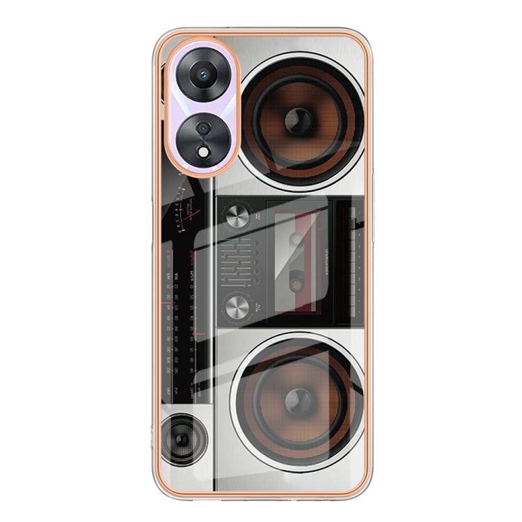 For OPPO A78 / A58 Electroplating Marble Dual-side IMD Phone Case(Retro Radio) - OPPO Cases by PMC TechLife | Online Shopping South Africa | PMC TechLife | Buy Now Pay Later Mobicred