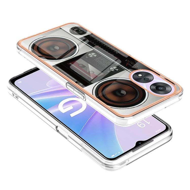 For OPPO A78 / A58 Electroplating Marble Dual-side IMD Phone Case(Retro Radio) - OPPO Cases by PMC TechLife | Online Shopping South Africa | PMC TechLife | Buy Now Pay Later Mobicred