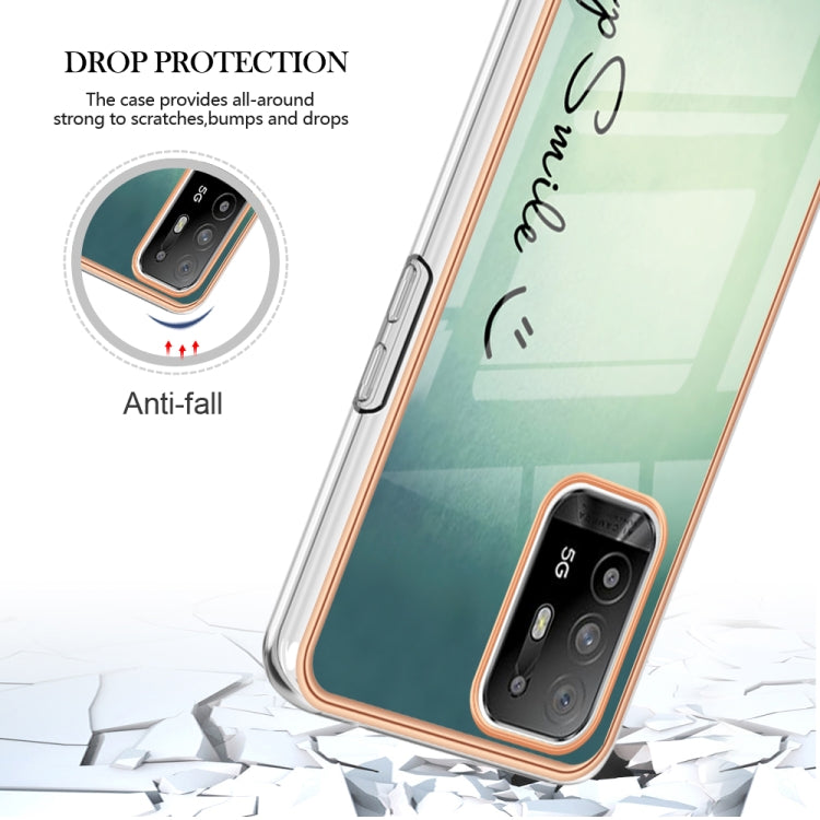 For OPPO A94 5G / A95 5G Electroplating Marble Dual-side IMD Phone Case(Smile) - OPPO Cases by PMC TechLife | Online Shopping South Africa | PMC TechLife | Buy Now Pay Later Mobicred