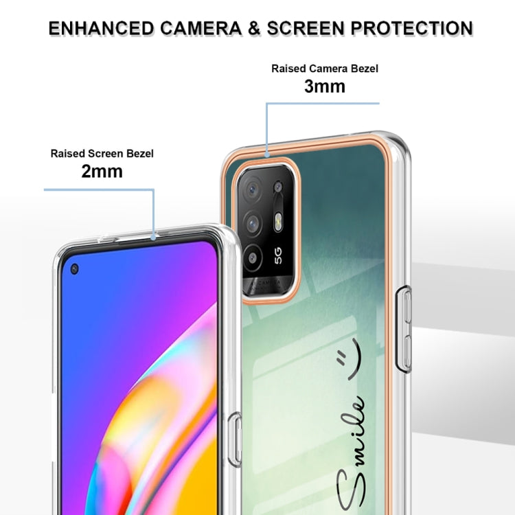 For OPPO A94 5G / A95 5G Electroplating Marble Dual-side IMD Phone Case(Smile) - OPPO Cases by PMC TechLife | Online Shopping South Africa | PMC TechLife | Buy Now Pay Later Mobicred