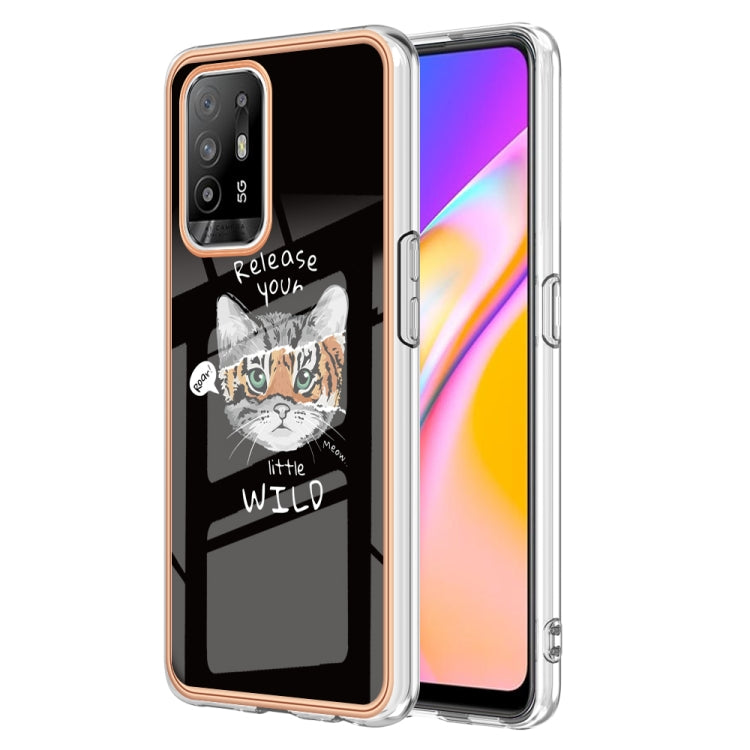 For OPPO A94 5G / A95 5G Electroplating Marble Dual-side IMD Phone Case(Natural Growth) - OPPO Cases by PMC TechLife | Online Shopping South Africa | PMC TechLife | Buy Now Pay Later Mobicred