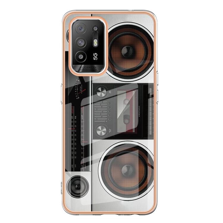 For OPPO A94 5G / A95 5G Electroplating Marble Dual-side IMD Phone Case(Retro Radio) - OPPO Cases by PMC TechLife | Online Shopping South Africa | PMC TechLife | Buy Now Pay Later Mobicred