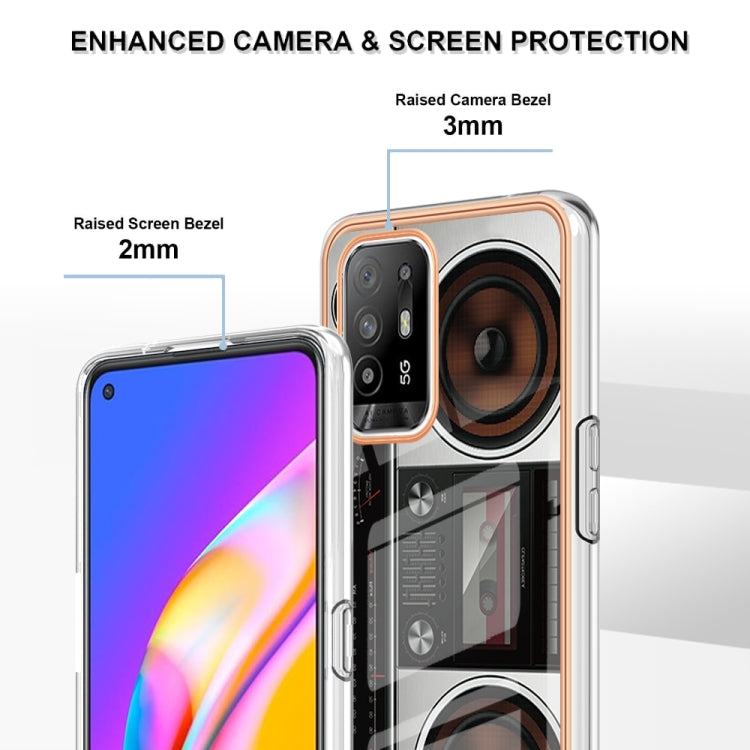For OPPO A94 5G / A95 5G Electroplating Marble Dual-side IMD Phone Case(Retro Radio) - OPPO Cases by PMC TechLife | Online Shopping South Africa | PMC TechLife | Buy Now Pay Later Mobicred