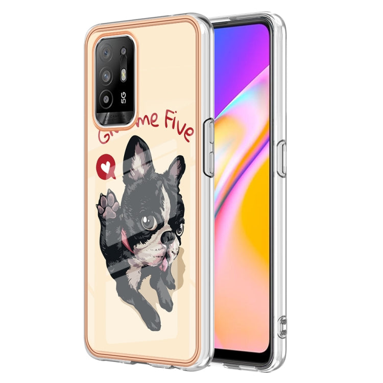 For OPPO A94 5G / A95 5G Electroplating Marble Dual-side IMD Phone Case(Lucky Dog) - free shipping - PMC TechLife - Order now!