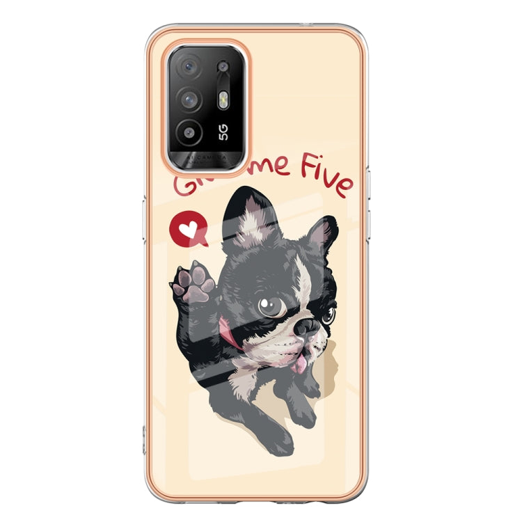 For OPPO A94 5G / A95 5G Electroplating Marble Dual-side IMD Phone Case(Lucky Dog) - free shipping - PMC TechLife - Order now!