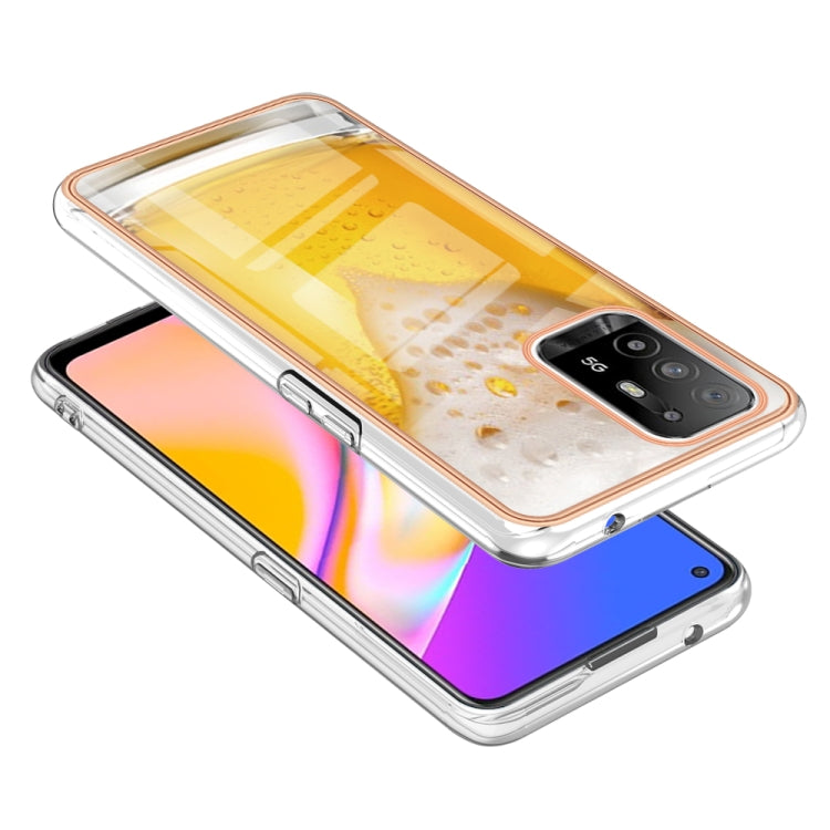 For OPPO A94 5G / A95 5G Electroplating Marble Dual-side IMD Phone Case(Draft Beer) - OPPO Cases by PMC TechLife | Online Shopping South Africa | PMC TechLife | Buy Now Pay Later Mobicred