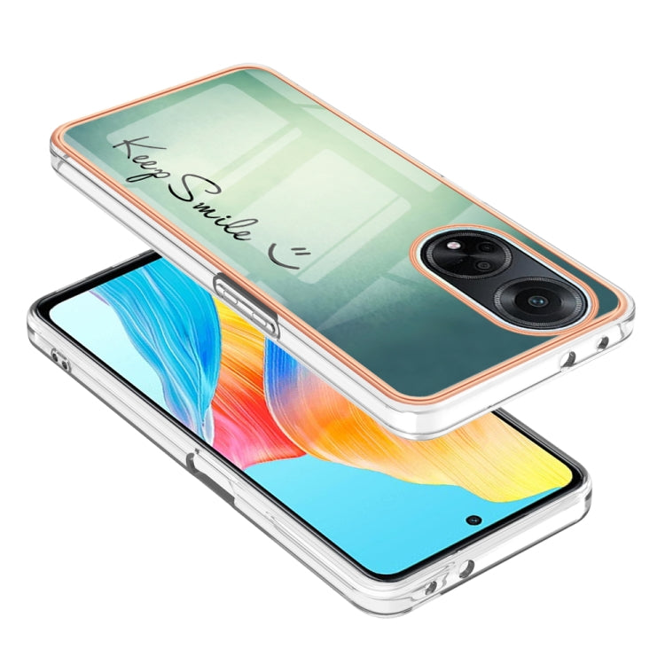 For OPPO A98 Electroplating Marble Dual-side IMD Phone Case(Smile) - OPPO Cases by PMC TechLife | Online Shopping South Africa | PMC TechLife | Buy Now Pay Later Mobicred