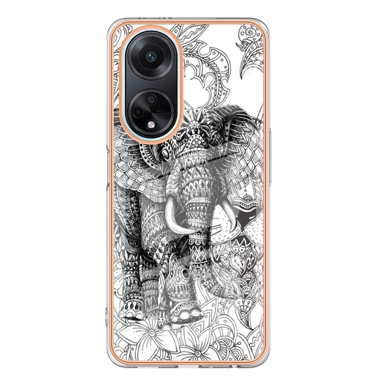 For OPPO A98 Electroplating Marble Dual-side IMD Phone Case(Totem Elephant) - OPPO Cases by PMC TechLife | Online Shopping South Africa | PMC TechLife | Buy Now Pay Later Mobicred
