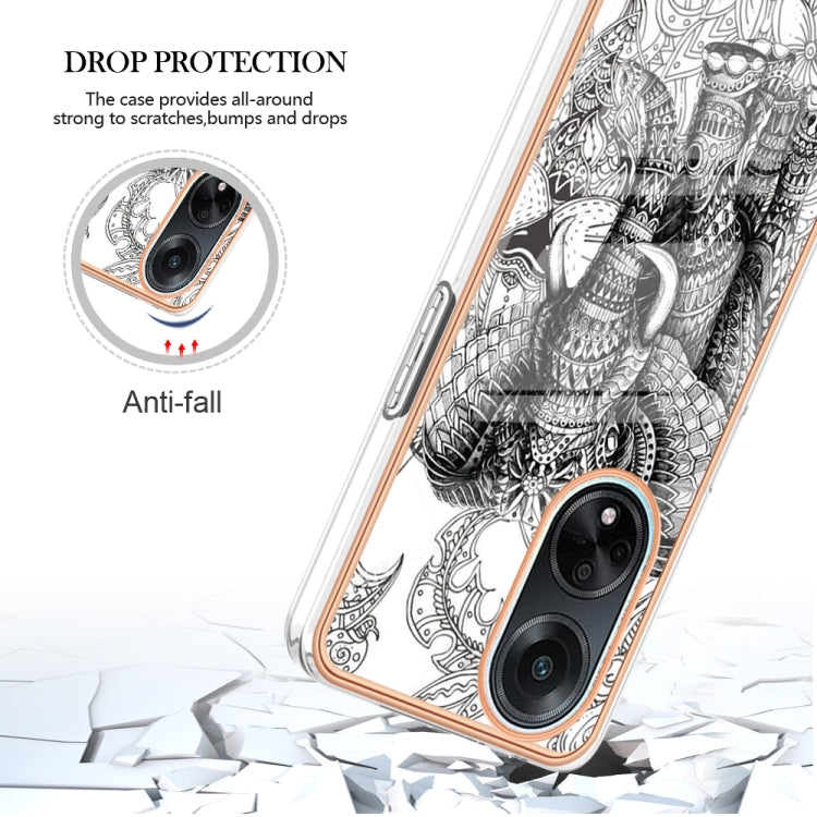 For OPPO A98 Electroplating Marble Dual-side IMD Phone Case(Totem Elephant) - OPPO Cases by PMC TechLife | Online Shopping South Africa | PMC TechLife | Buy Now Pay Later Mobicred