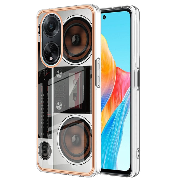 For OPPO A98 Electroplating Marble Dual-side IMD Phone Case(Retro Radio) - OPPO Cases by PMC TechLife | Online Shopping South Africa | PMC TechLife | Buy Now Pay Later Mobicred
