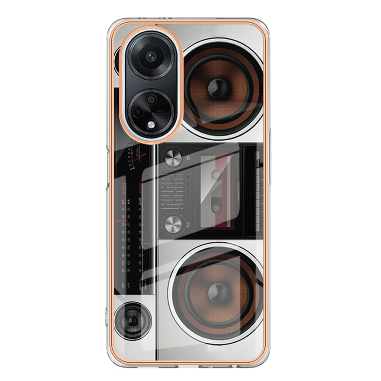 For OPPO A98 Electroplating Marble Dual-side IMD Phone Case(Retro Radio) - OPPO Cases by PMC TechLife | Online Shopping South Africa | PMC TechLife | Buy Now Pay Later Mobicred