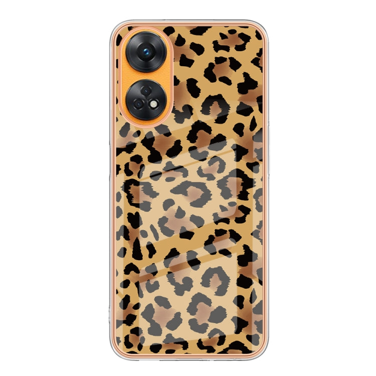 For OPPO Reno8 T 4G Electroplating Marble Dual-side IMD Phone Case(Leopard Print) - OPPO Cases by PMC TechLife | Online Shopping South Africa | PMC TechLife | Buy Now Pay Later Mobicred