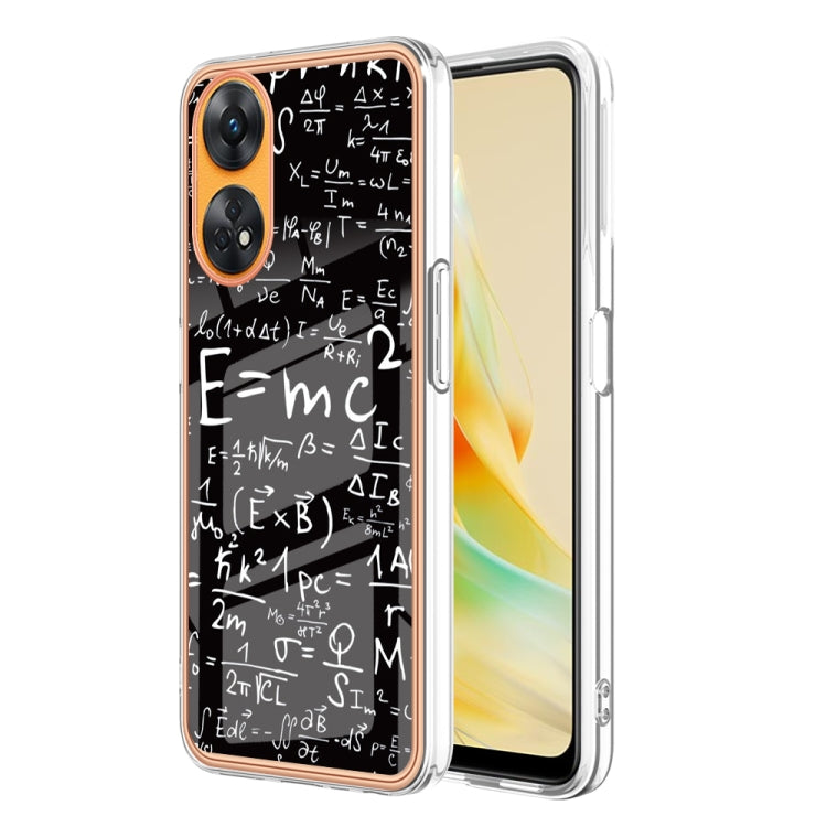 For OPPO Reno8 T 4G Electroplating Marble Dual-side IMD Phone Case(Equation) - OPPO Cases by PMC TechLife | Online Shopping South Africa | PMC TechLife | Buy Now Pay Later Mobicred