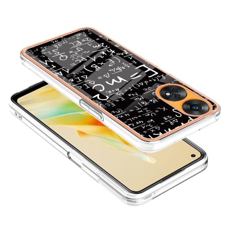 For OPPO Reno8 T 4G Electroplating Marble Dual-side IMD Phone Case(Equation) - OPPO Cases by PMC TechLife | Online Shopping South Africa | PMC TechLife | Buy Now Pay Later Mobicred