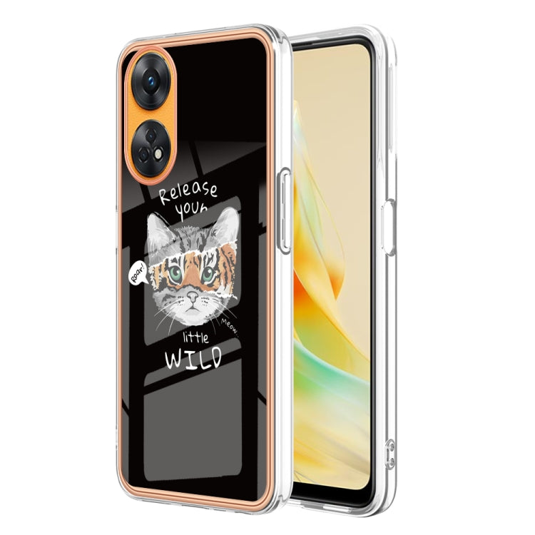 For OPPO Reno8 T 4G Electroplating Marble Dual-side IMD Phone Case(Natural Growth) - OPPO Cases by PMC TechLife | Online Shopping South Africa | PMC TechLife | Buy Now Pay Later Mobicred