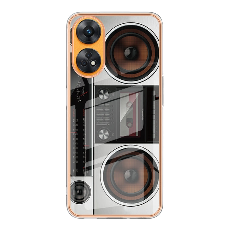 For OPPO Reno8 T 4G Electroplating Marble Dual-side IMD Phone Case(Retro Radio) - OPPO Cases by PMC TechLife | Online Shopping South Africa | PMC TechLife | Buy Now Pay Later Mobicred