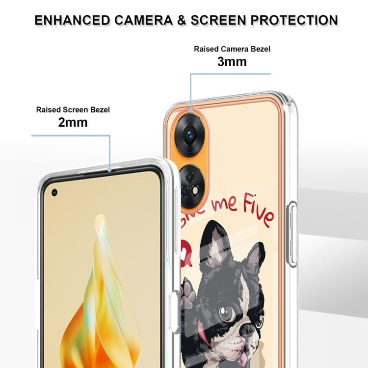 For OPPO Reno8 T 4G Electroplating Marble Dual-side IMD Phone Case(Lucky Dog) - OPPO Cases by PMC TechLife | Online Shopping South Africa | PMC TechLife | Buy Now Pay Later Mobicred