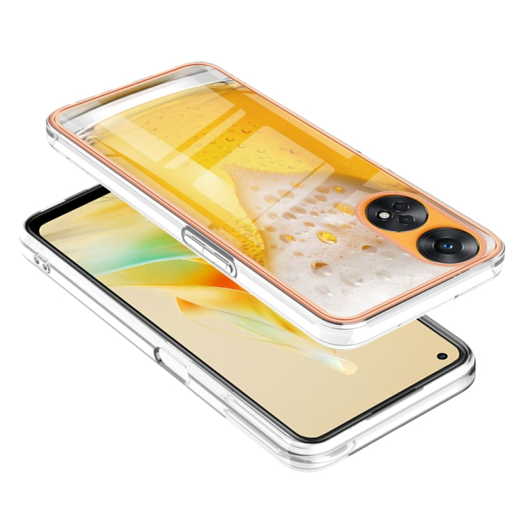 For OPPO Reno8 T 4G Electroplating Marble Dual-side IMD Phone Case(Draft Beer) - OPPO Cases by PMC TechLife | Online Shopping South Africa | PMC TechLife | Buy Now Pay Later Mobicred