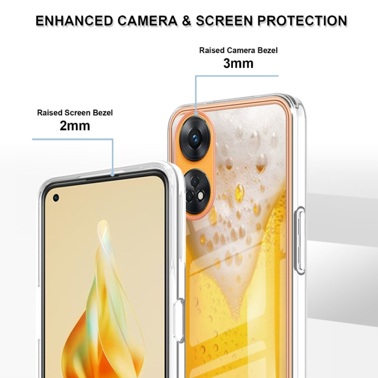 For OPPO Reno8 T 4G Electroplating Marble Dual-side IMD Phone Case(Draft Beer) - OPPO Cases by PMC TechLife | Online Shopping South Africa | PMC TechLife | Buy Now Pay Later Mobicred