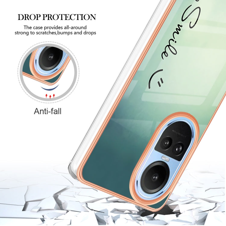 For OPPO Reno10 5G Global Electroplating Marble Dual-side IMD Phone Case(Smile) - OPPO Cases by PMC TechLife | Online Shopping South Africa | PMC TechLife | Buy Now Pay Later Mobicred