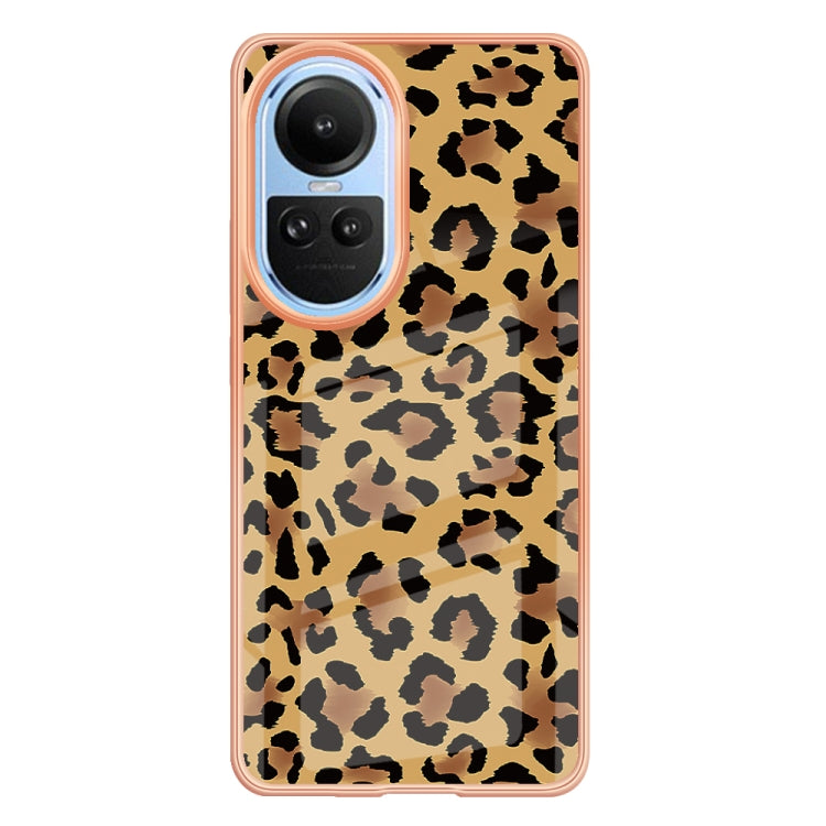 For OPPO Reno10 5G Global Electroplating Marble Dual-side IMD Phone Case(Leopard Print) - OPPO Cases by PMC TechLife | Online Shopping South Africa | PMC TechLife | Buy Now Pay Later Mobicred