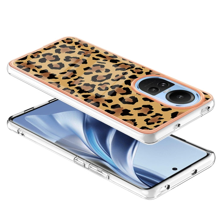 For OPPO Reno10 5G Global Electroplating Marble Dual-side IMD Phone Case(Leopard Print) - OPPO Cases by PMC TechLife | Online Shopping South Africa | PMC TechLife | Buy Now Pay Later Mobicred