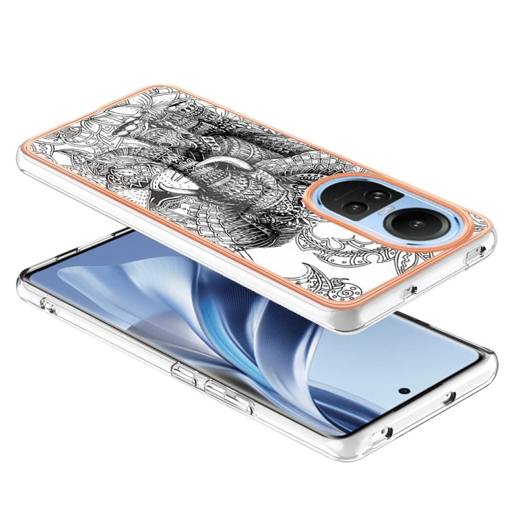 For OPPO Reno10 5G Global Electroplating Marble Dual-side IMD Phone Case(Totem Elephant) - OPPO Cases by PMC TechLife | Online Shopping South Africa | PMC TechLife | Buy Now Pay Later Mobicred