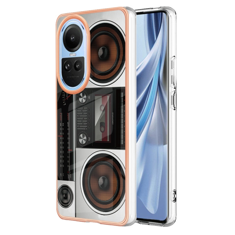 For OPPO Reno10 5G Global Electroplating Marble Dual-side IMD Phone Case(Retro Radio) - free shipping - PMC TechLife - Order now!