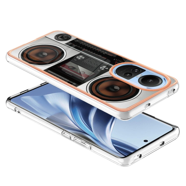 For OPPO Reno10 5G Global Electroplating Marble Dual-side IMD Phone Case(Retro Radio) - free shipping - PMC TechLife - Order now!