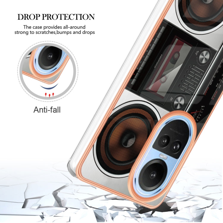 For OPPO Reno10 5G Global Electroplating Marble Dual-side IMD Phone Case(Retro Radio) - free shipping - PMC TechLife - Order now!