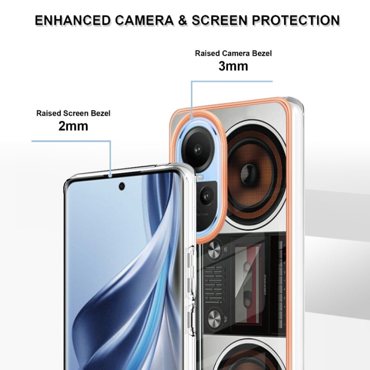 For OPPO Reno10 5G Global Electroplating Marble Dual-side IMD Phone Case(Retro Radio) - free shipping - PMC TechLife - Order now!